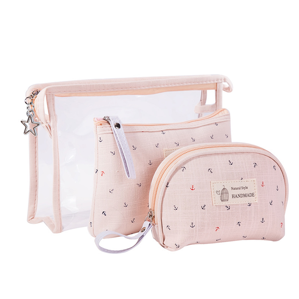 

anchor bag transparent women's makeup set travel waterproof washing 3 piece cosmetic bags & cases