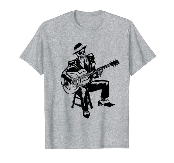 

mens blues music t shirts for men : skeleton bluesman, White;black