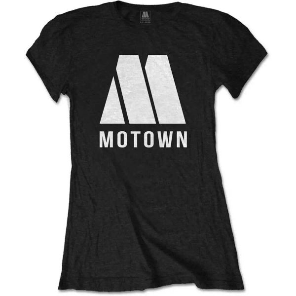 

ladies motown records m official logo women ladies tshirt, White;black
