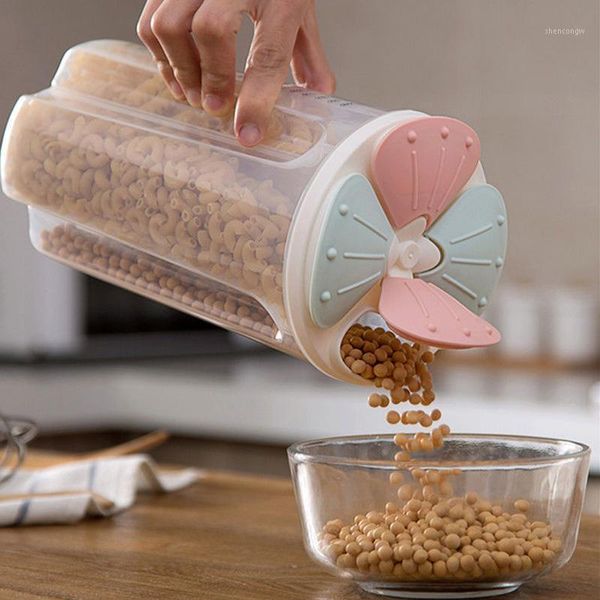 

storage bottles & jars crisper grains food tank household kitchen containers for dry cereals 3 color transparent measure cup sealed box