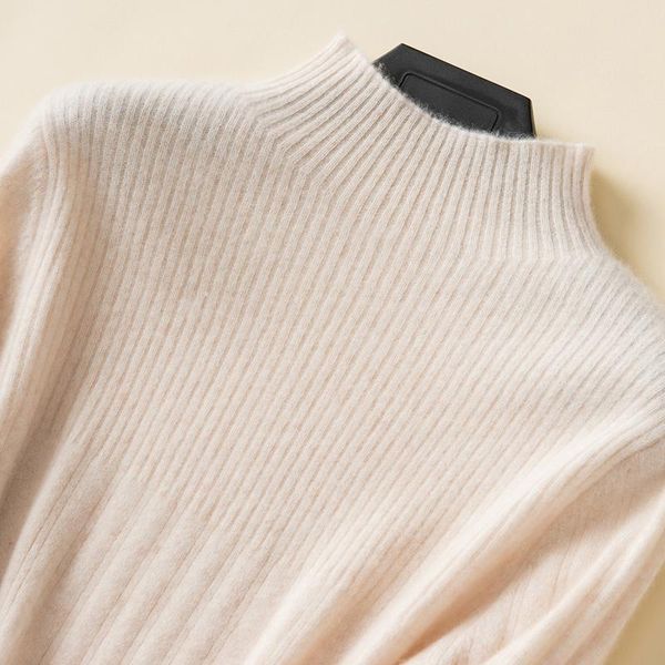 

women's sweaters lhzsyy 2021 semi-high-neck pure wool sweater loose high-end pullover base shirt autumn winter short inside cashmere to, White;black