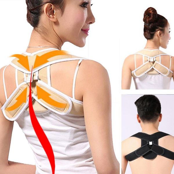 

adjustable back corset support belt posture corrector ortics brace upper correction, Black;blue