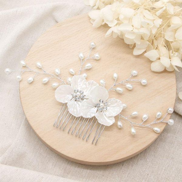 

hair clips & barrettes 3 pcs/set european style bridal headdress set handmade pearl rhinestone flower hairpin comb women wedding dress c1fe, Golden;silver