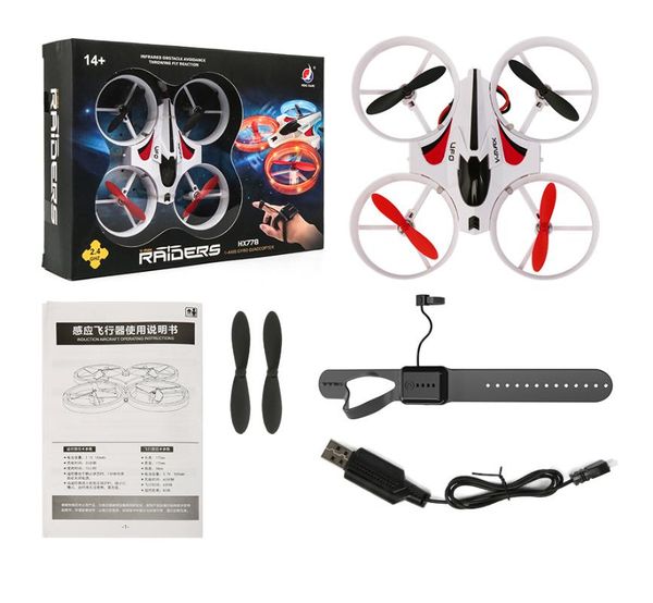 

drones hx776 mini rc drone smart watch remote sensing gesture aircraft hand helicopter ufo one key return 360 degree flip led kid's toy