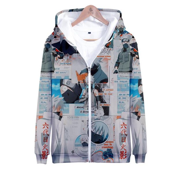 

men's hoodies & sweatshirts fashion anime 3d zipper men long sleeve zip-up sweatshirt harajuku casual hooded pullover one piece clothe, Black