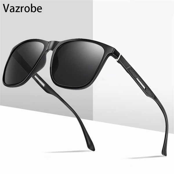 

sunglasses vazrobe fashion male polarized sun glasses for men tr90+aluminum square oversized wide frame driving shades classic, White;black
