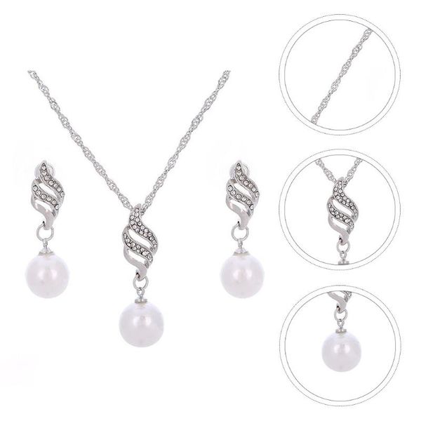 

earrings & necklace 1 set exquisite wedding jewelry earring pearl, Silver
