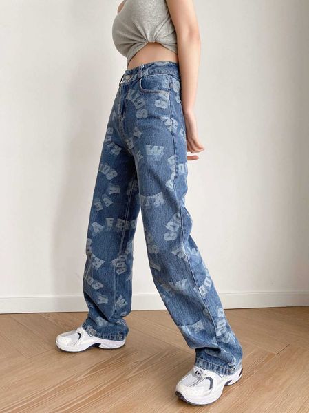 

fashion jeans hiphop style high waist in spring, Blue