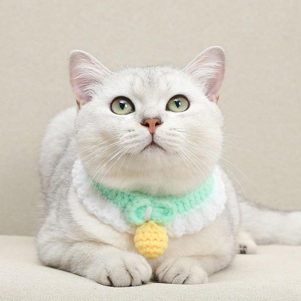 

pet collars cat dog necklace hand cotton knitted collar cute accessories color matching choker products costumes