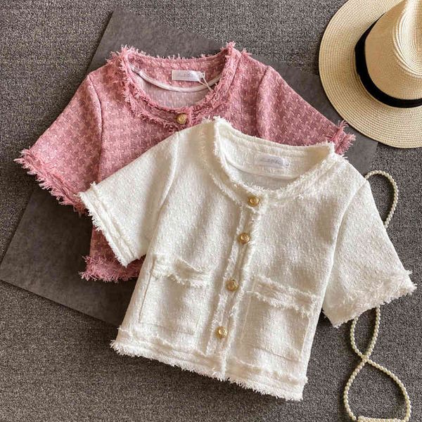 

jacket vintage tweed coat for women 2021 summer short chess harvest casual woolen cardigan jackets streetwear outwear, Black;brown