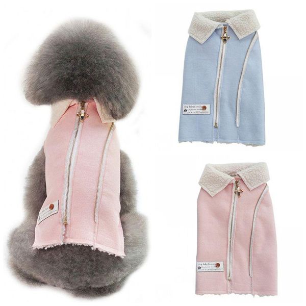 

dog apparel warm cat coat lapel pet supplies zipper clothes solid autumn/winter