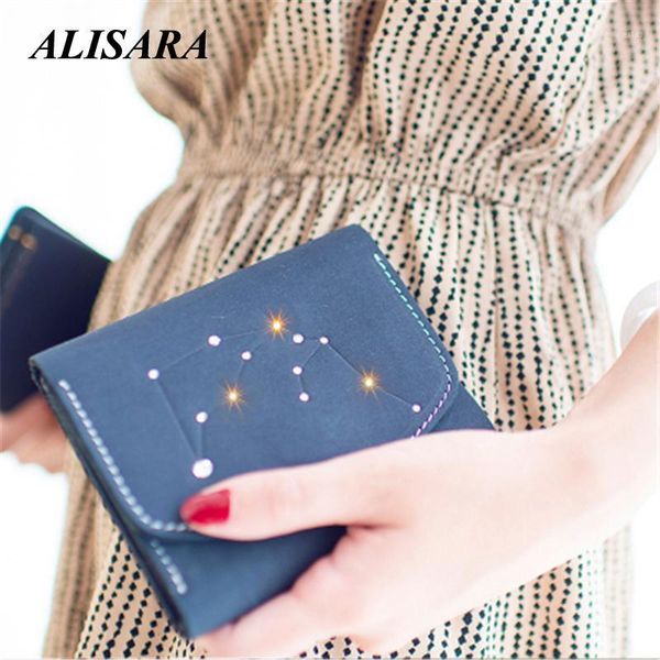 

wallets card holder leather 100% handmade purse leo sagittarius virgo capricorn aquarius 12 constellations gift for women wallet1, Red;black