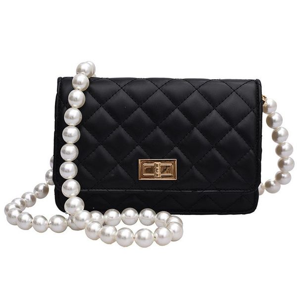

flap pu leather pearl chain single shoulder straddle women's bag bags