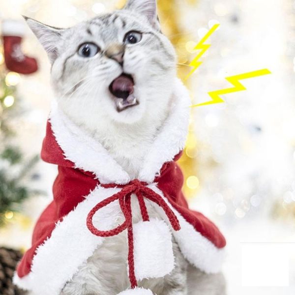 

cat costumes winter christmas pet dog xmas year cloak with hat for puppy kitten festival cosplay outfits est