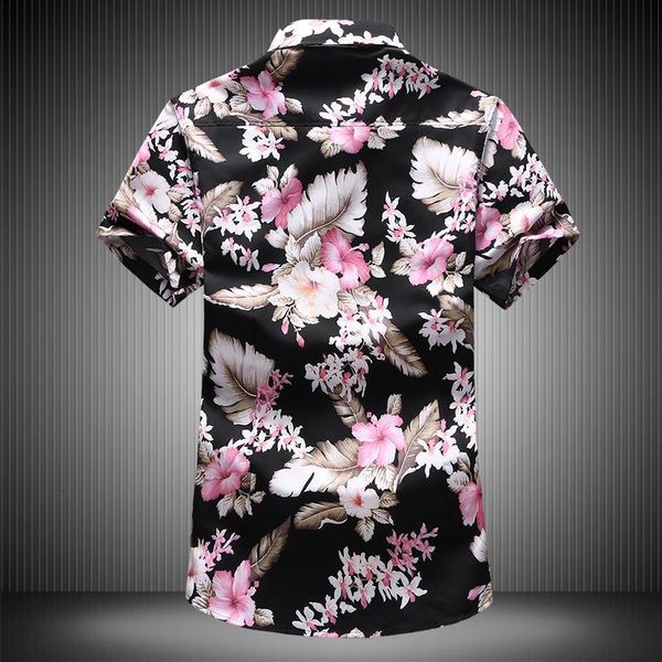 

men's casual shirts white quality very good flower hawaiian shirt 7xl summer floral short sleeve 6xl 6912 46h3, White;black