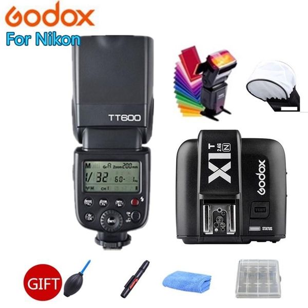 

godox600 2.4g wireless camera flashes speedlite with x1t-n transmitter for d3200 d3300 d5300 d7200 d750 d90 gift kit