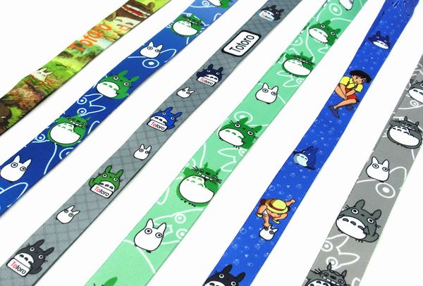 Ciondoli per cellulare all'ingrosso Charms 20pcs Anime Tonari no Totoro Cartoon Mobile cordino Portachiavi Carta d'identità appendere corda Sling Neck Badge Ciondolo Regali