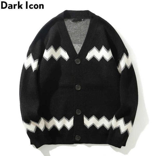 

waves cardigan sweaters men hip hop street men's sweater knitwear streetwear oversized sweaters for men 210603, White;black