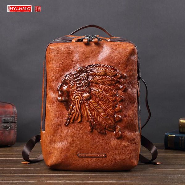 

backpack vintage leather men's male lapshoulder bag men large capacity travel backpacks cowhide schoolbag cow