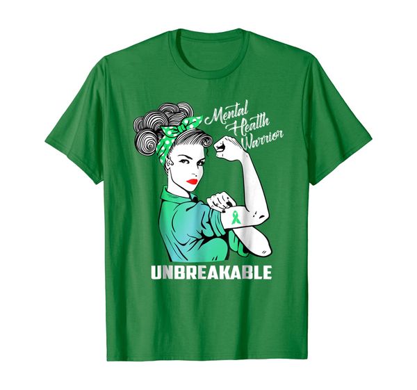 

mental health warrior unbreakable - awareness month shirt, White;black
