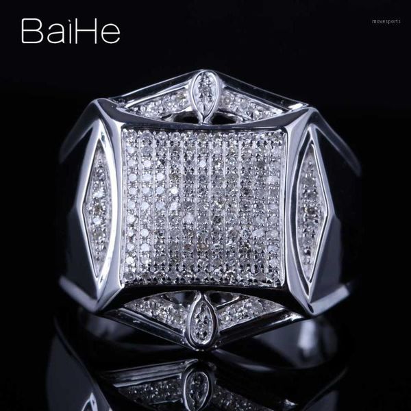 

cluster rings baihe sterling silver 925 0.6ct h/i round natural diamonds wedding gift engagement men ring trendy fine jewelry diamond1, Golden;silver
