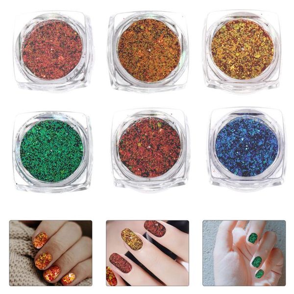

nail glitter 6 pcs powder diy art tools sequin accessories, Silver;gold