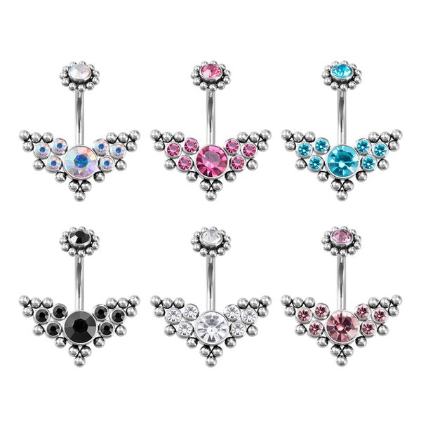 

gem navel piercing belly button rings bar surgical steel dangling ombligo party barbell for woman body jewelry, Silver