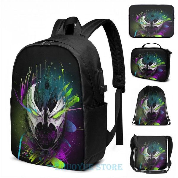

backpack funny graphic print spawn in the disco usb charge men school bags women bag travel laptop