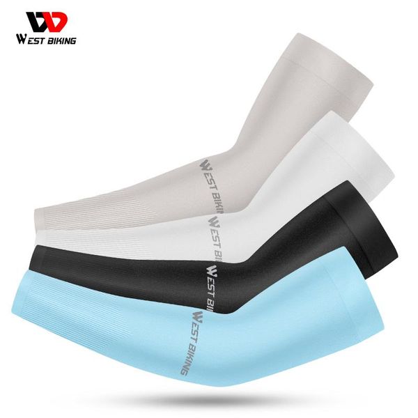 

cycling arm sleeves summer ice silk breathable uv protection sport running men women cover cuff bicycle warmers elbow & knee pads, Black;gray