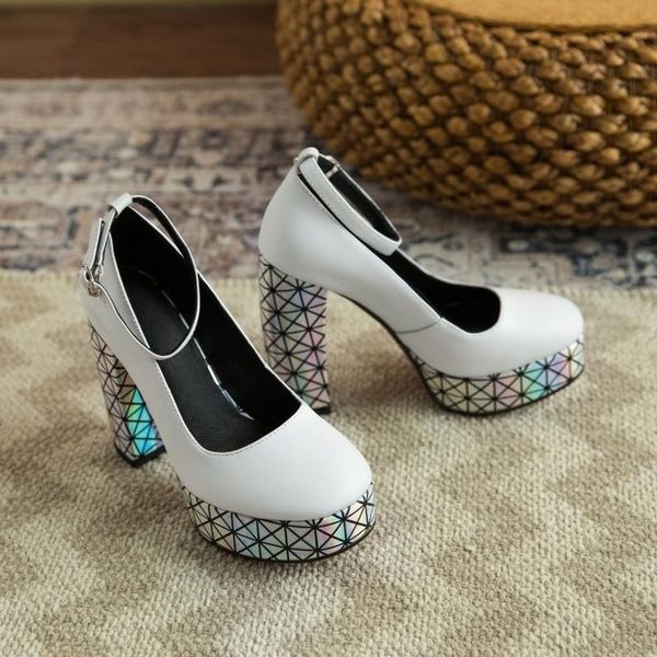 

dress shoes high heeled fashion trend women's simple leisure single cowhide thick heels platform, Black