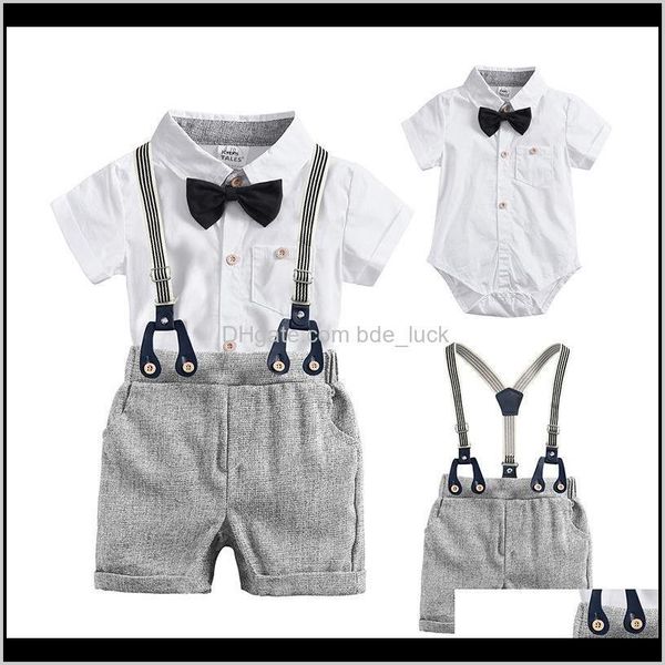 Abbigliamento Per neonati, bambini Papillon premaman Gentleman Bianco Manica corta Neonati maschi Set di vestiti Consegna di consegna 2021 Togae