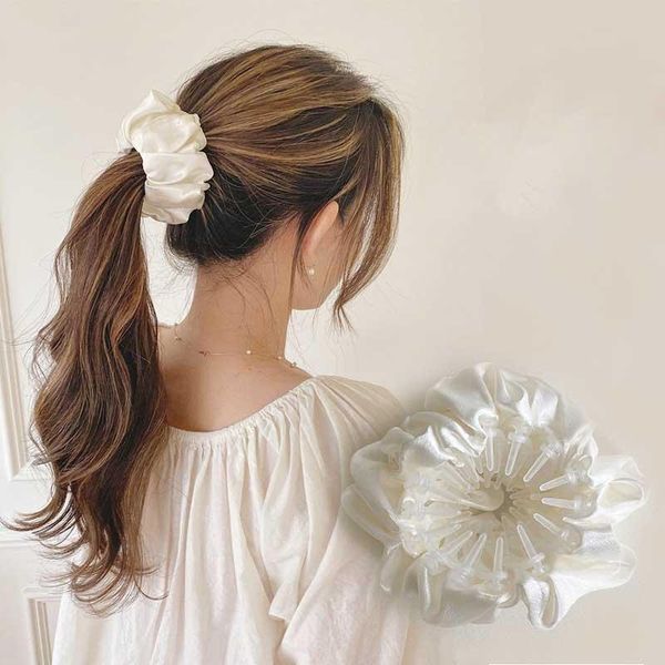 

hair accessories 2021 fashion women bun claw satin horsetail buckle clip bird nest expanding ponytail holder