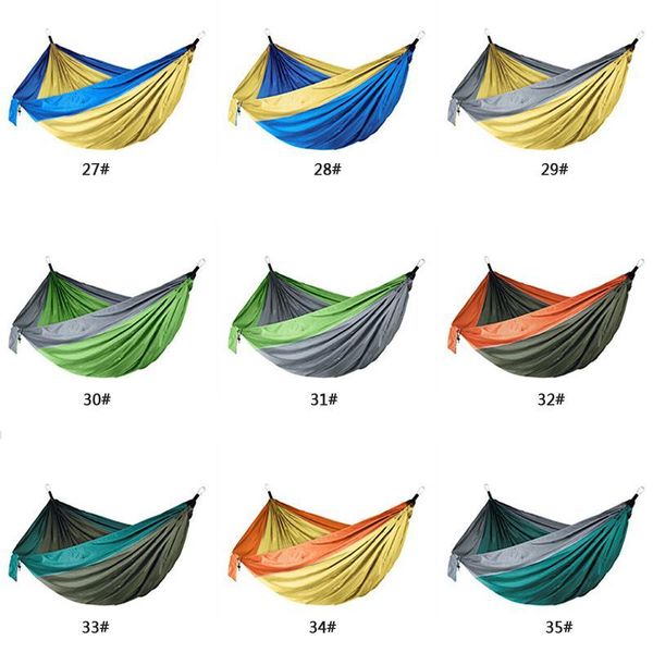 Outdoor Parachute Tuch Hängematte faltbare Feld Camping Schaukel hängende Bett Nylon Hängematten mit Seilen Karabiner 12 Farbe Seashipping EWA4564