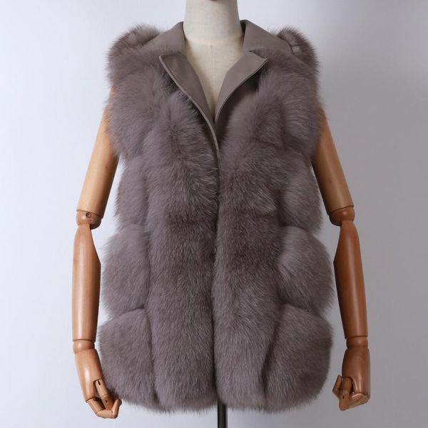 

women's fur & faux ladies natural gilet women real vest, Black