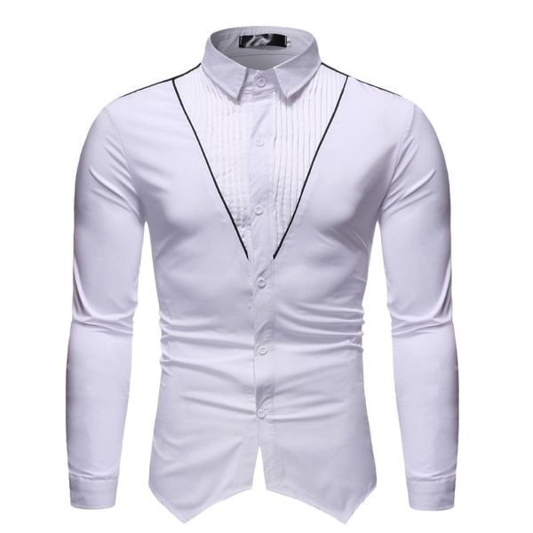 

men's casual shirts kancoold shirt autumn winter printed trun-down collar button solid long sleeve slim fit camisa masculina blouse jun, White;black