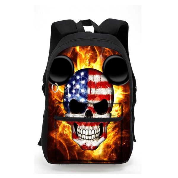 

backpack fashion canvas high-capacity youngsterschool bag 3d skull print casual lapmen women tavel backbag