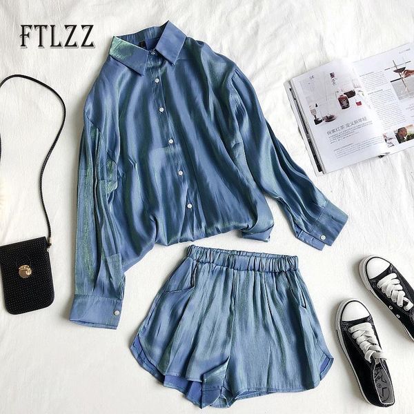 

two piece dress 2021 fashion women outfit korean clothes casual bling blouse + shorts sets woman streetwear harajuku suits, White