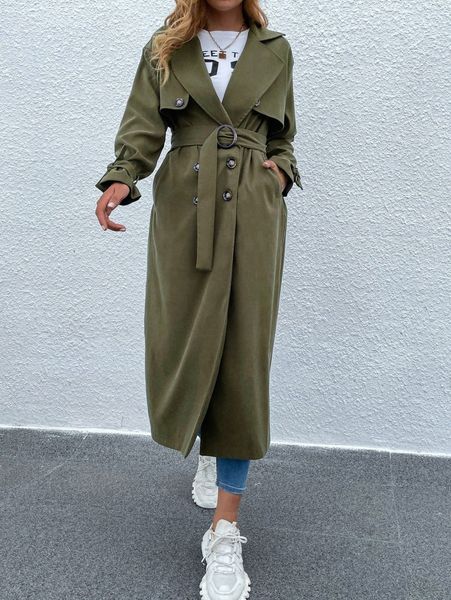 

double breasted belted trench coat t0nb#, Tan;black