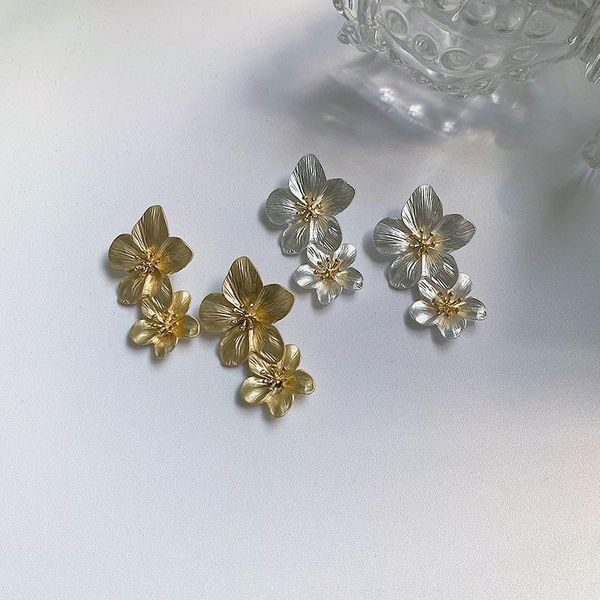 

dangle & chandelier fashion women cream lacquered layering petals daisy big flower drop earrings for jewelry accessories, Silver