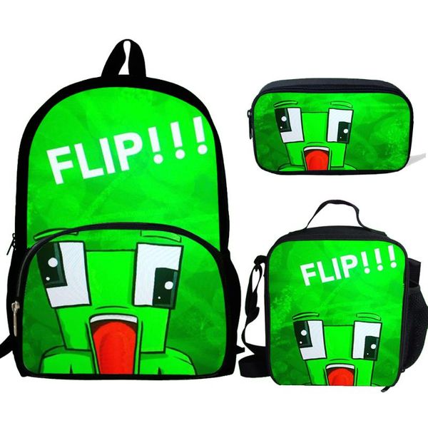 

3pcs/set bakpack students schoolbags pencil case lunch bags unspeakable print boys girls to school backpackb