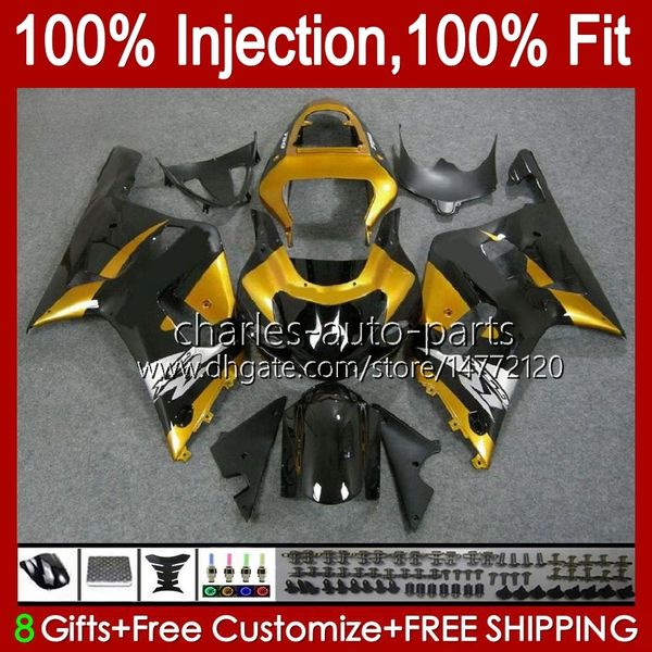 Molde de Injeção para Suzuki GSXR750 K1 GSXR 600 750 CC 2001 2002 2003 Bodys 37NO.67 GSXR600 GSXR-750 GSXR-600 01-03 600cc 750cc GSX-R750 01 02 03 Fairing OEM Preto dourado