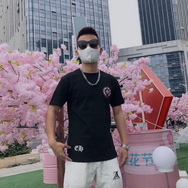 

crosin new cotton ch 2021 short sleeve men's summer t-shirt, White;black