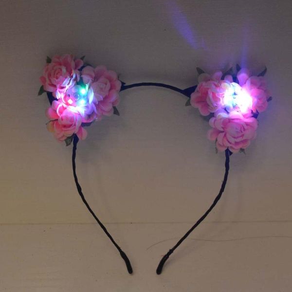 

party decoration crown flower headband light up hair wreath ears wedding glowing led home decor birthday