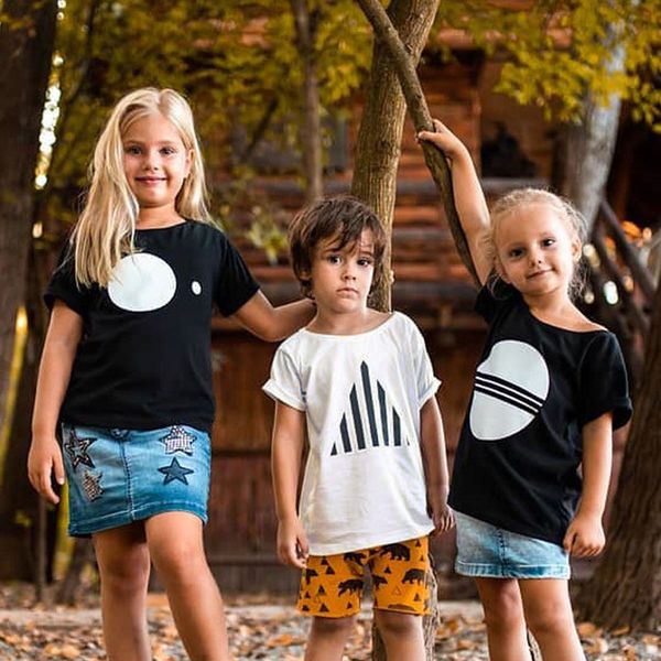 

new fashion toddler kids boys summer t-shirt girls short sleeve t shirt children cute tee 1-8 year 210413, White;black