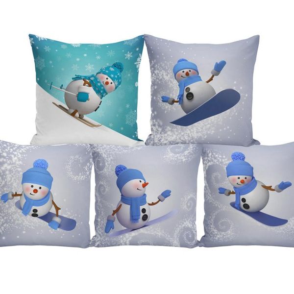

christmas 3d printing snowman pillow cover short plush cushion for sofa seating living room home decor case cushion/decorative
