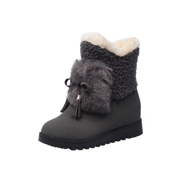 

boots pupuda women winter casual shoes sneakers outdoor fluff snow ladies fashion high top, Black