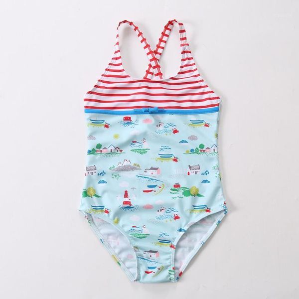 

summer kids clothing beach swimsuits striped patchwork baby girls suspenders swimwear one pieces, Black