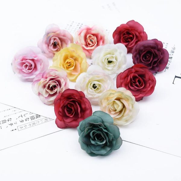 

decorative flowers & wreaths 12 pieces 5cm roses head bridal accessories clearance wedding year home decor scrapbook artificial flower