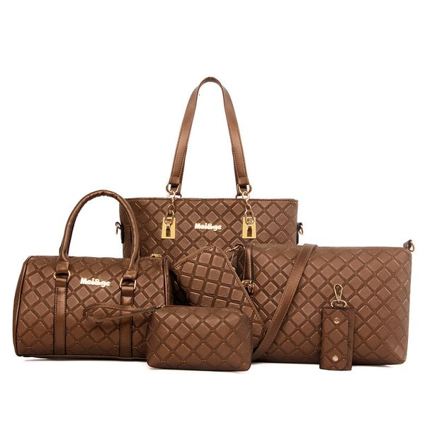 

handbag 2021 women's bag style solid color diamond lattice mother six piece fashion one shoulder messenger, Black;red