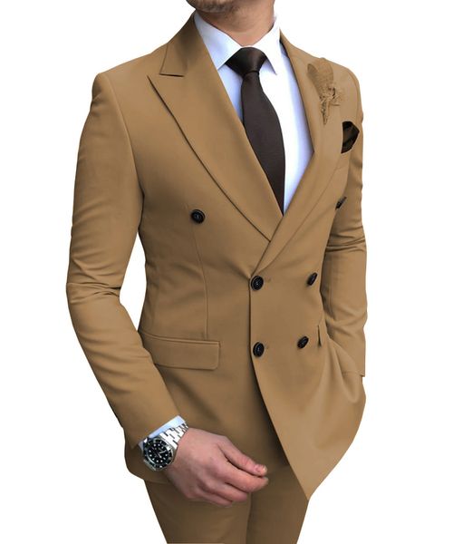 

men's suits & blazers suit, 2-piece set double button formal slotted lapel prom wedding (suit + pants), White;black